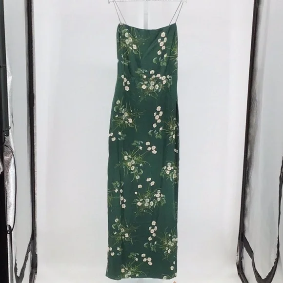 Reformation Frankie Silk Dress in Green - Picture 5 of 8